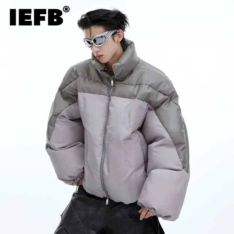 

IEFB high street winter men's padded jacket stand collar niche design thickened cotton coat threedimensional splicing new 9C3785