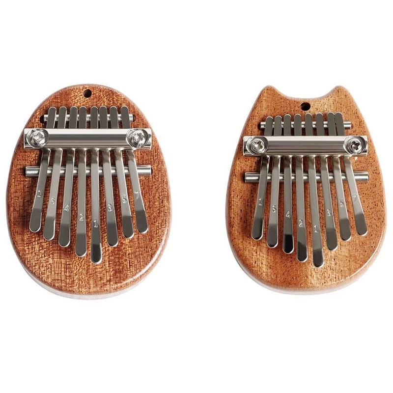 2 Pcs Mini Thumb Piano 8key Kalimba Piano Portable Wood Finger Thumb