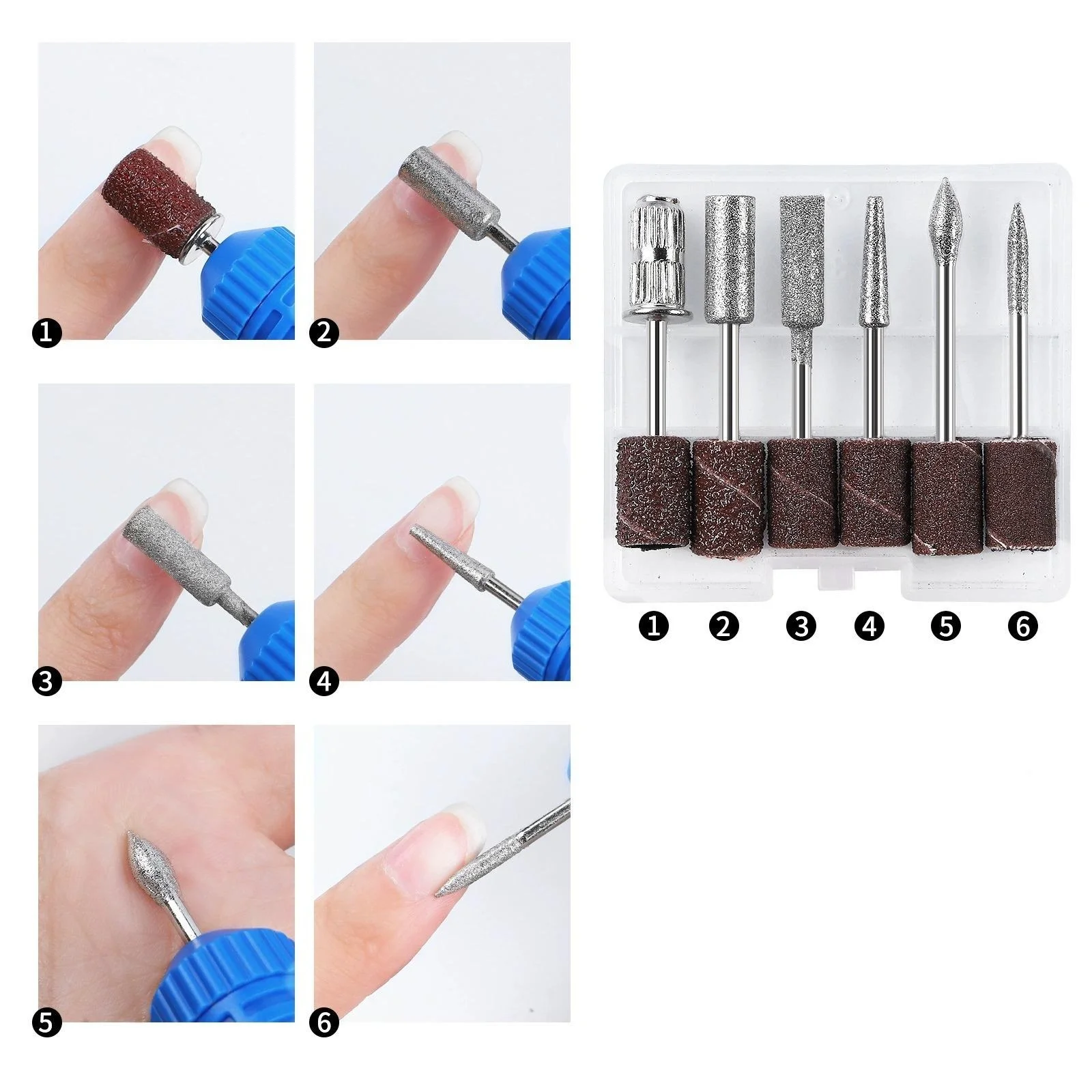 Electric Nail Drill Blue Electric Nail Drills Kit Remove Polisher Manicure Pedicure 6pcs File Sanding Bands