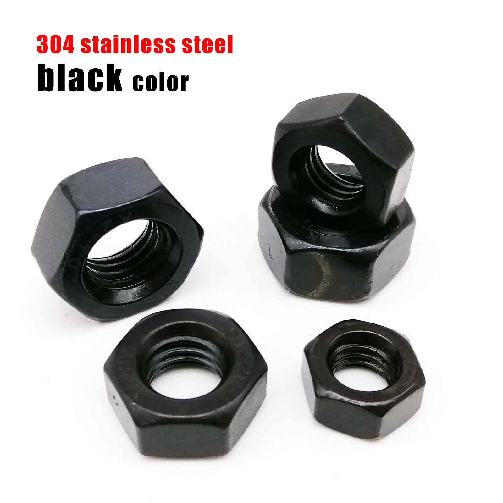 Hexagon Nuts M1.6 M2 M2.5 M3 M3.5 M4 M5 M6 M8 M10 M12 DIN934 304 A2-70 Stainless Steel Metric Thread Black Color