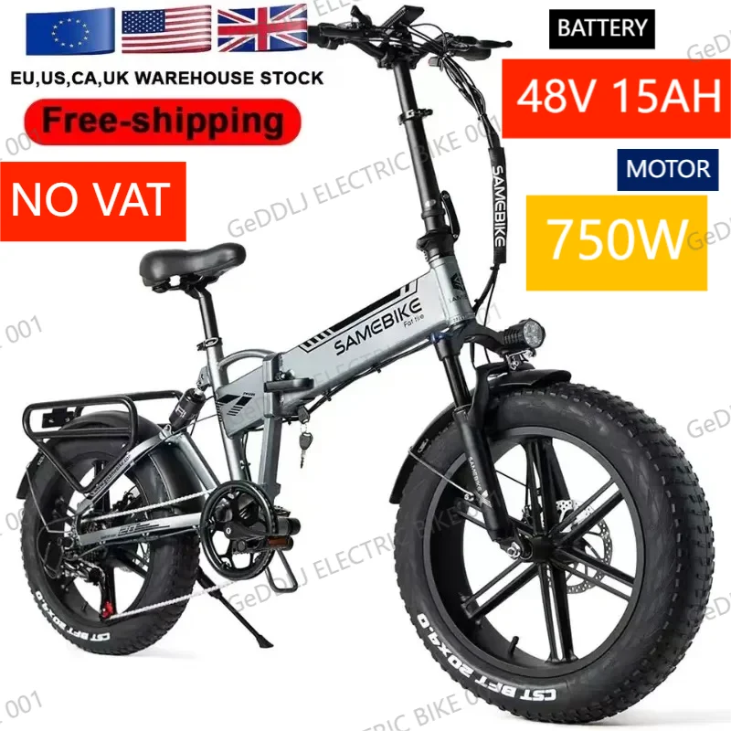 

Samebike XWLX09 Snow Folding Electric Bike 750W Motor 35KM/H Mountain Bicycle 20"*4.0 Fat Tire Outdoor Foldable E-Bike For Adult