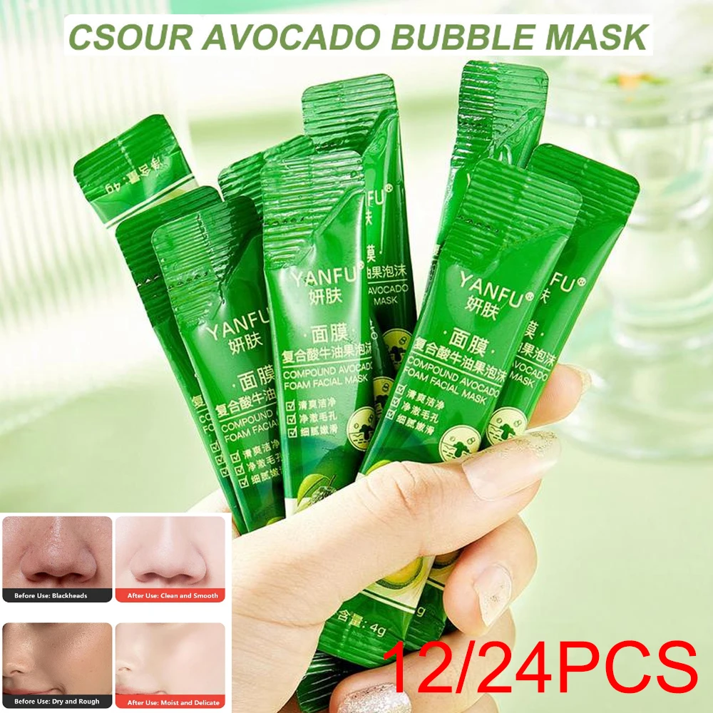 Avocado Cleansing Clay Pure Avocado Bubble Mud For Face 12Pcs Pori E Punti Neri Rimozione Pulizia Cura Della Pelle Naturale Per Le Donne