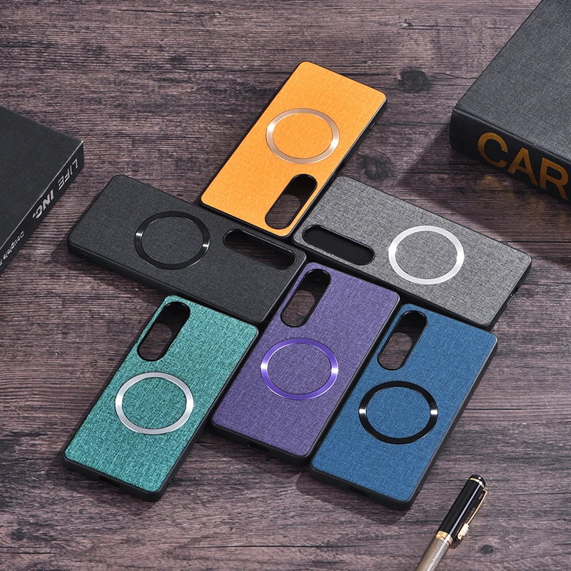 Premium Cloth Texture Magnetic Wireless Charging Hard Cover