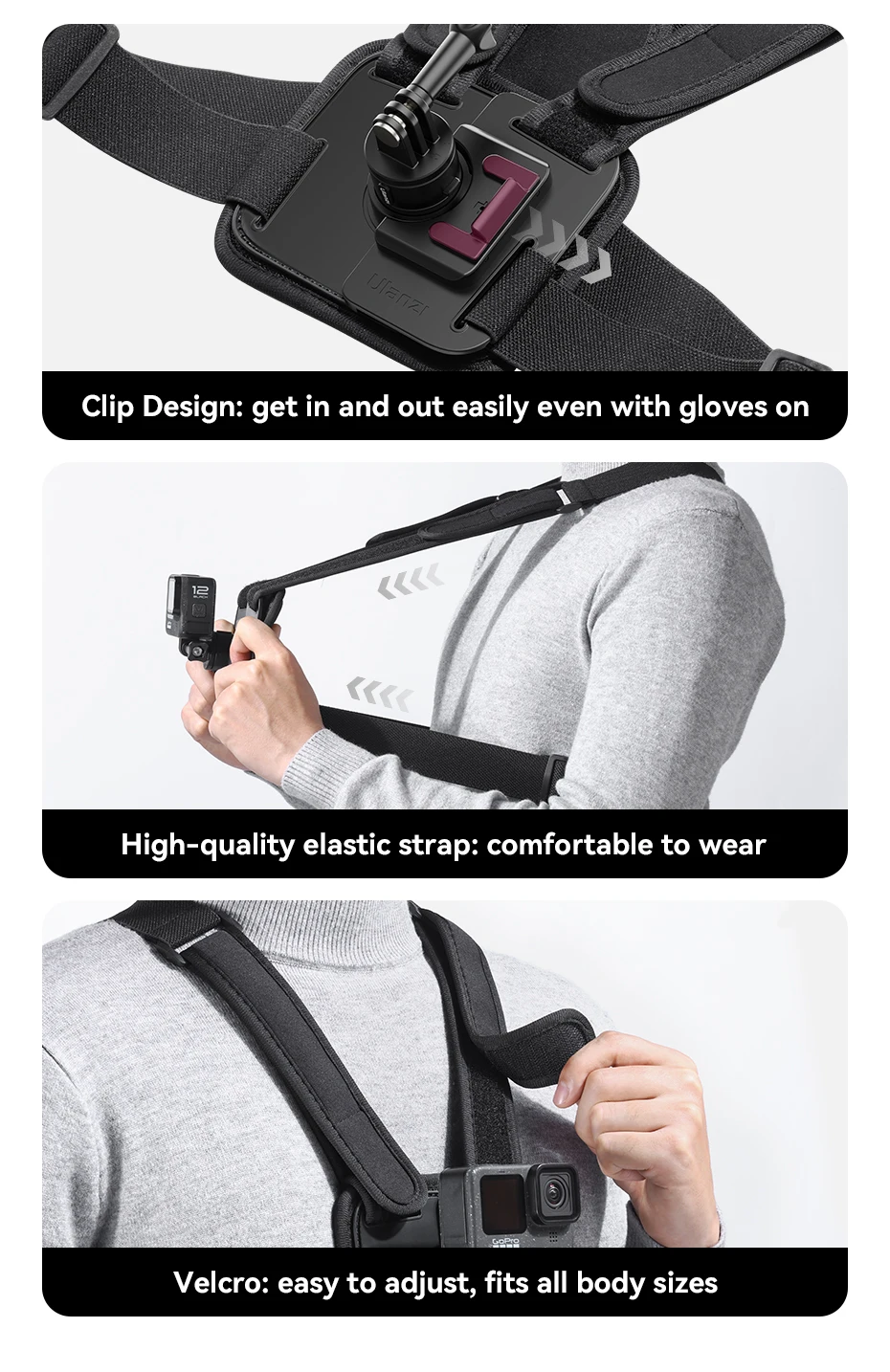 Ulanzi Go-Quick II Magnetic Chest Strap for Action Camera Mobile Phone 180° Tilt