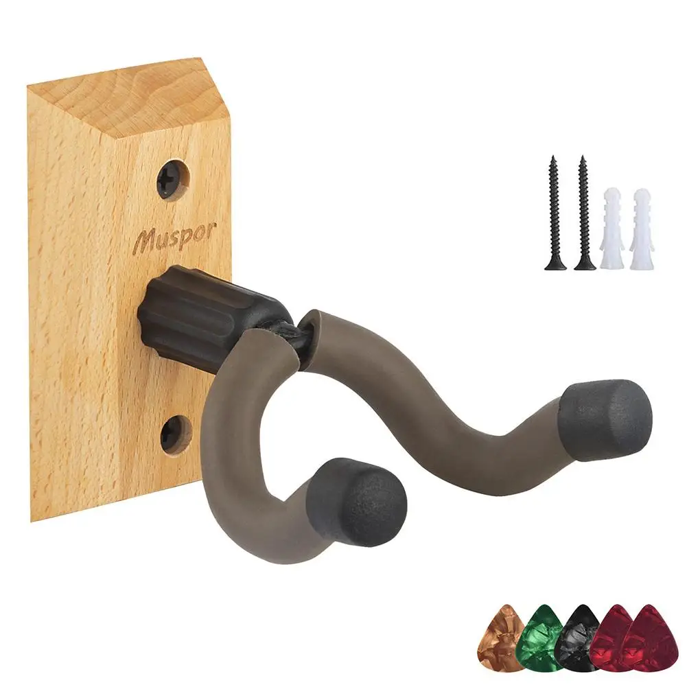 

Muspor Guitar Hanger Wall Mount With 5 Picks Acoustic Electric Bass Guitar Wall Hook Hanger Accessories For Bass Ukulele