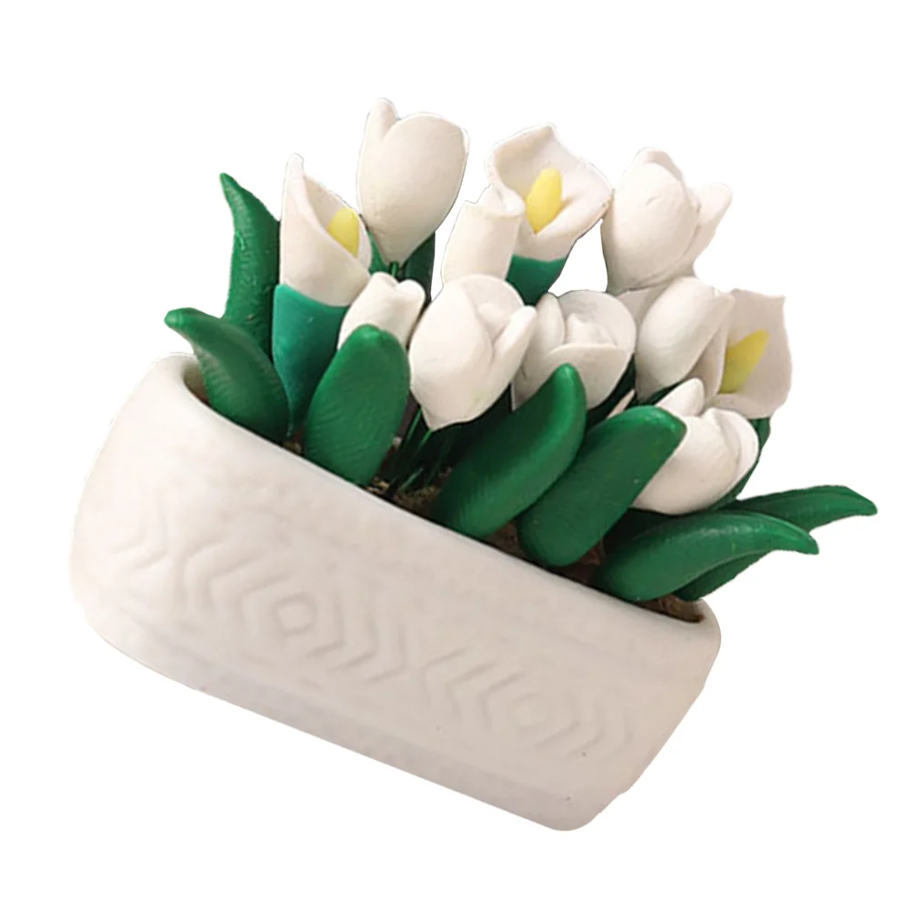 

Lily Potted Plant Mini House Prop Miniature Model Resin Decor Tiny Bonsai