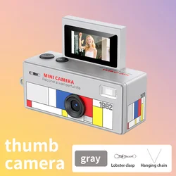 Compact Retro - Inspired Mini Thumb Camera with Flip Screen - Multi - Color Video Recorder Keychain (Gray)