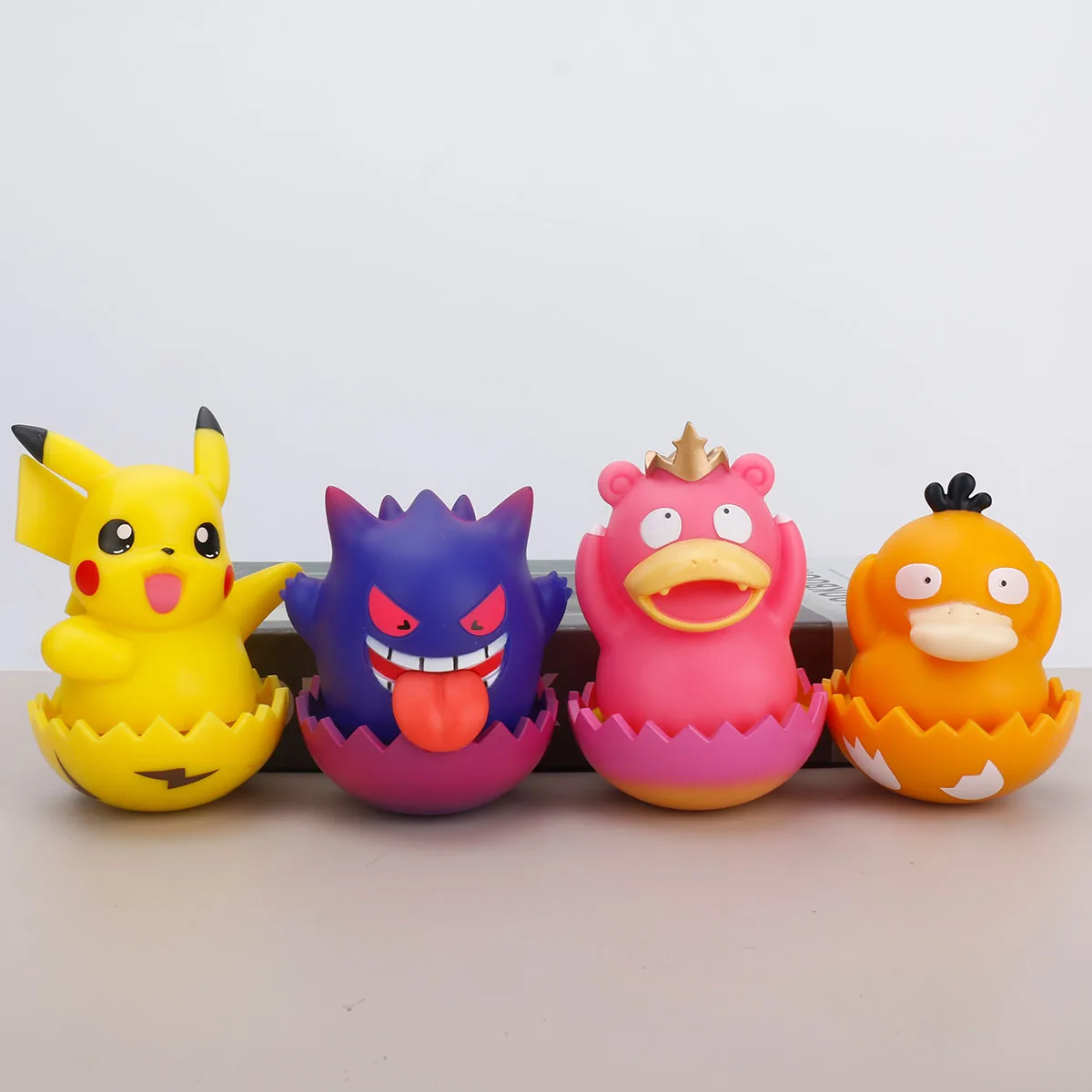 4Pcs Pokemon Tumbler Pikachu Fino A Duck Gengar Anime Figures Model Toy Creative Car Ornaments Cake Decoration Collector Gift
