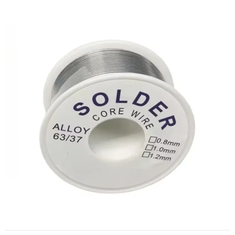 Bobine d'étain de 50g avec fil à souder colophane, idéale pour l'électronique et le bricolage.
