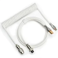 สายคีย์บอร์ด 1.5 ม. แบบขด Type-C เป็น USB A พร้อมขั้วต่อแบบถอดได้ สำหรับคีย์บอร์ดเล่นเกม/แท็บเล็ต (สีขาว) 1
