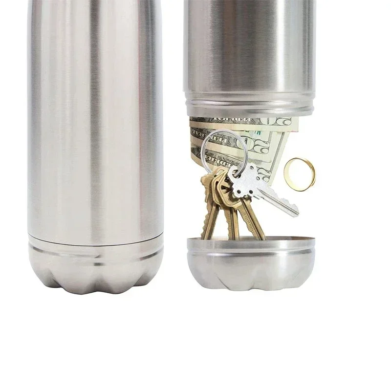 750ml Portable Diversion Water Bottle Secret Stash Pill Organizer Can with Hidden Money Compartment Key Ring