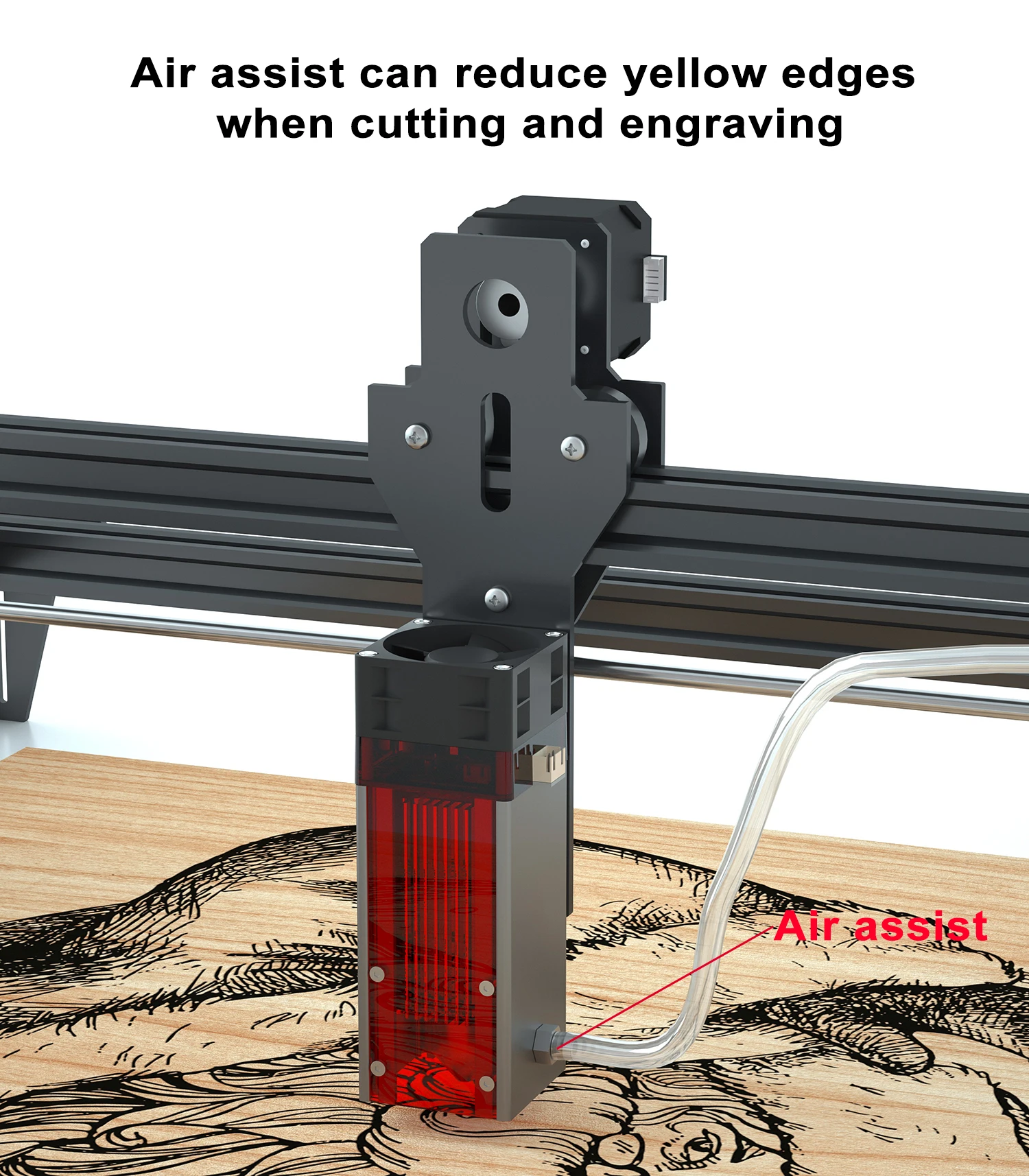ZBAITU 레이저 모듈, 에어 어시스트 목공 DIY 로고 마크 조각, CNC 절단기용, 블루 레이저 다이오드 헤드, 450nm, 80W