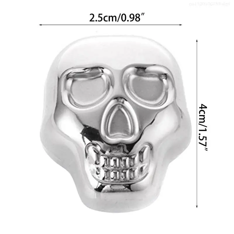 Reusable Skull Head Ice Cube Stainless Steel Chilling Stones Wine Beer Chiller Metal Ice Cube Gifts F1FB