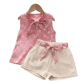 New Summer Baby Girls Clothes Children Sleeveless Vest Shorts 2Pcs/Sets Toddler Clothing Infant Fashion Costume Kids Tracksuits 1