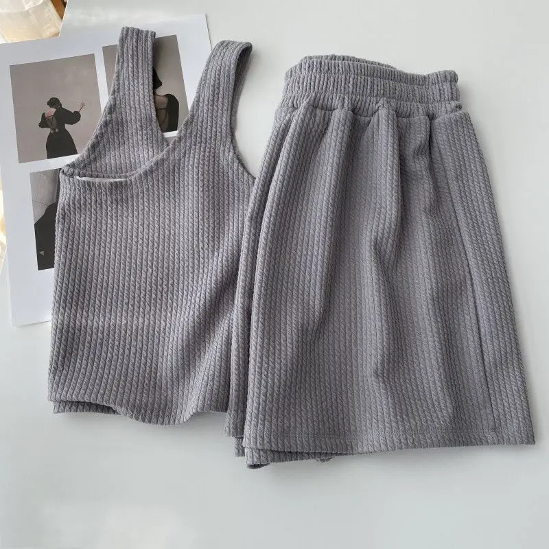 

QWEEK Women's Pajamas Summer Home Clothes 2 Piece Set Pijamas Feminino Suits with Shorts Casual Loungewear Nightie