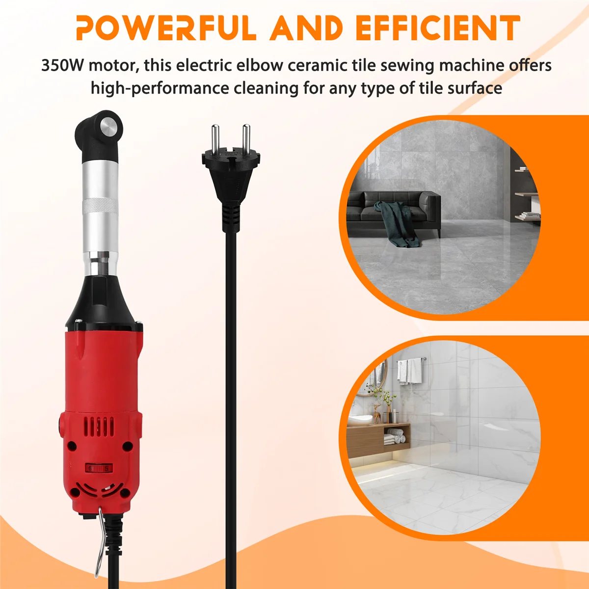 Electric Tile Cleaning Tools Y02A350W 90 Degree Speed Adjustable Electric Elbow Ceramic Tile Sewing Machine Tile Cleaning Tools EU Plug