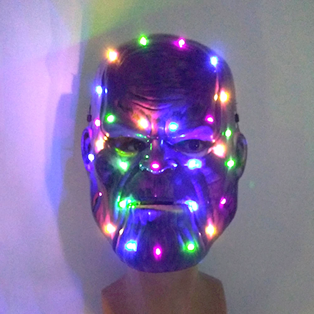Moda Lampeggiante Light Up Purple Mask Led Incandescente Cosplay Mask Luminoso Spaventoso Party Face Mask Halloween Costume Puntelli
