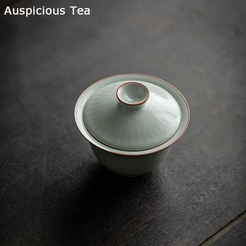 100ml Tianqing Ru Kiln Ceramics Ercai Tea GaiWan Handmade Household Puer Kung Fu Tea Set Ceremony Drinkware Accessories Gift