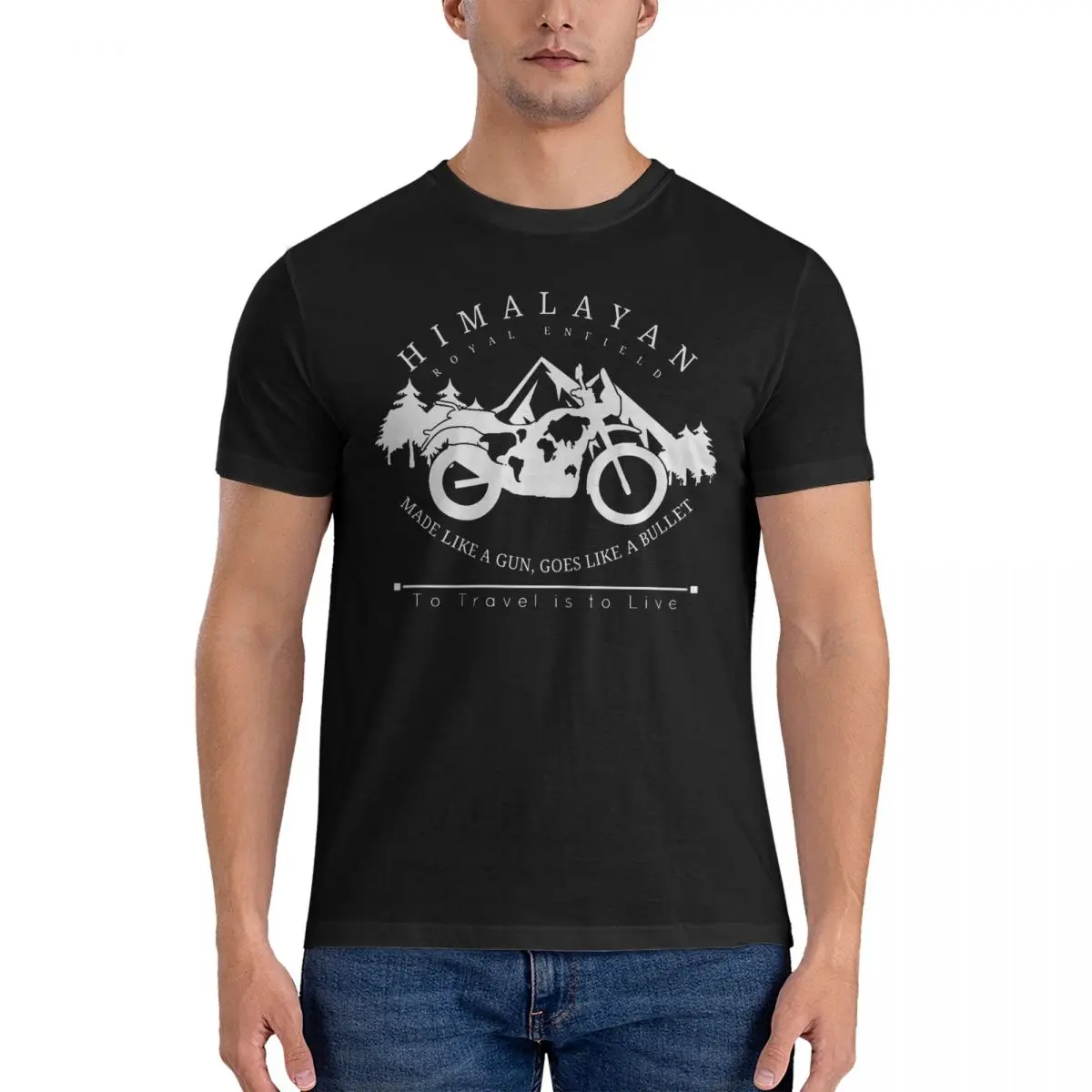 

HIMALAYAN Designs By FASHION THERAPY Men's T Shirt R-Royal Enfield Cool Tee Shirt Short Sleeve Crewneck T-Shirts Cotton Graphic
