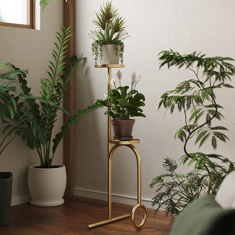 Nordic Multi-Tier Plant Stand Space-Saving Iron Flower Shelf Modern Floor Standing Display Rack for Minimalist Balcony Decor