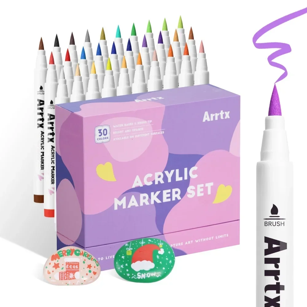 Arrtx Acrylverf pennen 48 kleuren, acrylverf markers voor