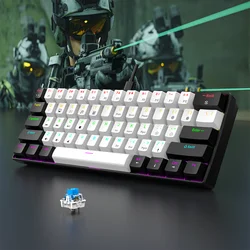 Ultra Compact RGB Backlit Wired Gaming Mechanical Keyboard - Blue switch (WHITE)