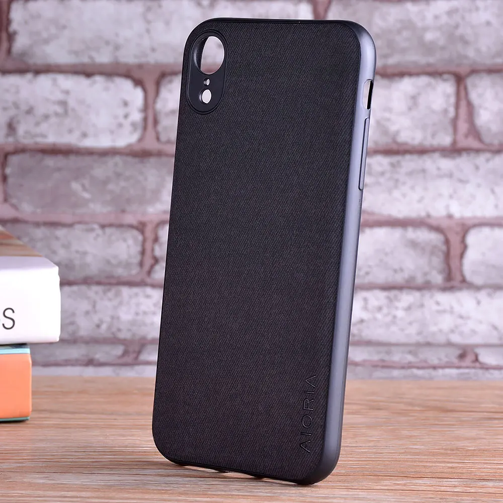 Luxury Textile Leather Skin Soft TPU Hard PC Phone Case Cover