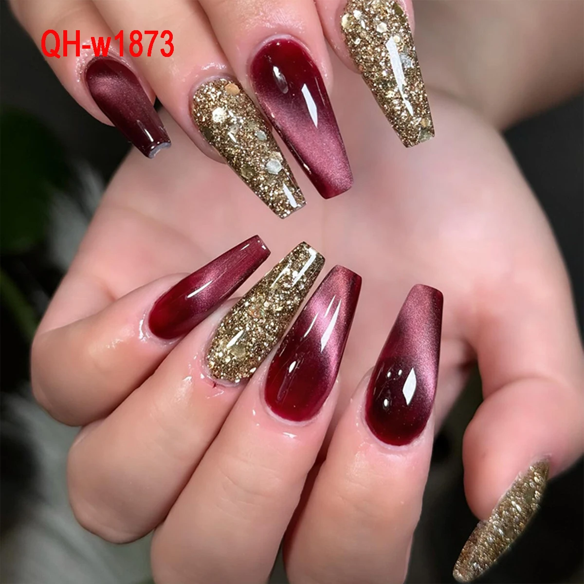 24 künstliche Nägel, Entennägel, Mandelnägel, modische tragbare Nägel, Damen-Pressnägel, inklusive 1 Nagelkleber und 1 Nagelfeile – Detail 9