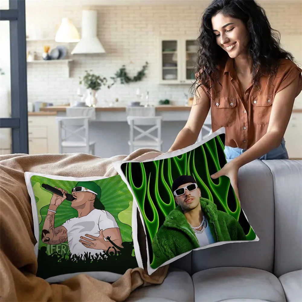 Feid Ferxxo Hot Singer Pillow Covers Cartoon Sofa Decorative Home Double-sided Printing Short Plush Cute Cushion Cover 3