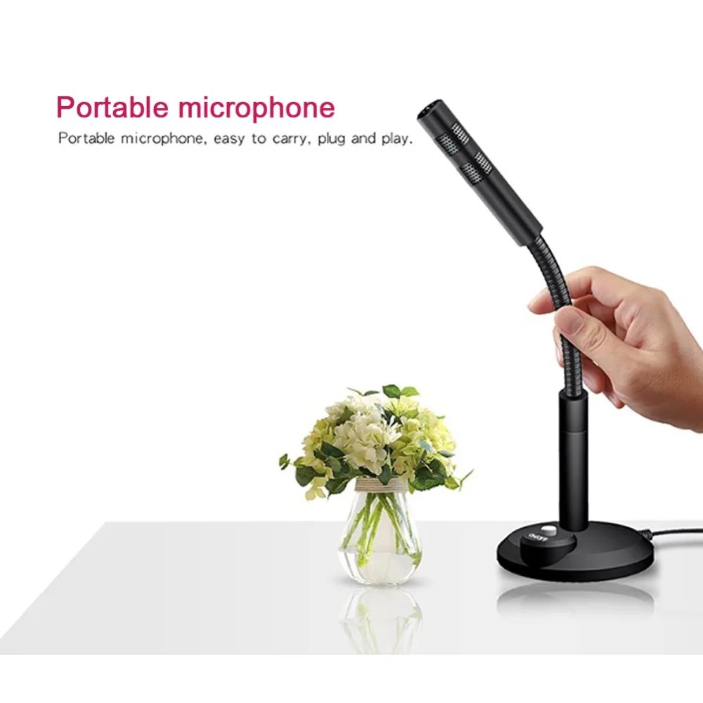 mics Xiaomi USB Desktop Microphone Mini Notebook Computer 3.5mm Microphone Studio Speech Mic Stand Holder For Pc condenser microphone