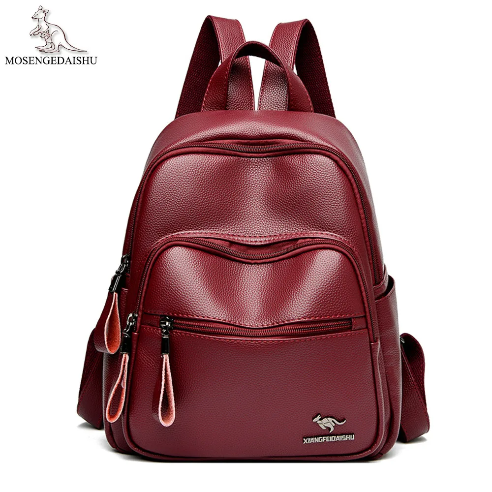 

Women High Quality Leather Backpacks Vintage Female Shoulder Bag Sac A Dos Travel Ladies Bagpack Mochilas School Bags for Girls