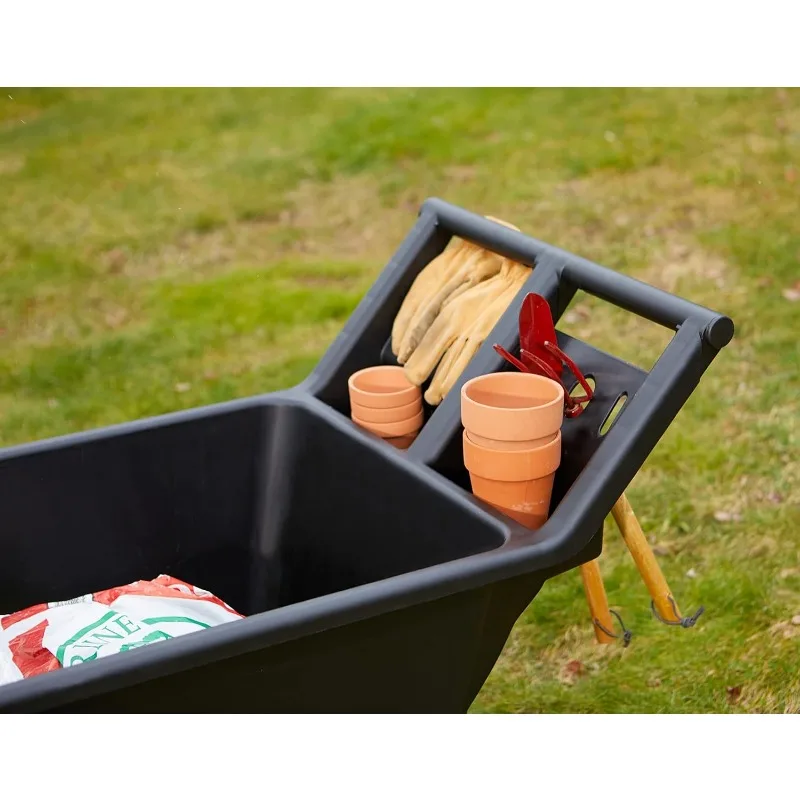 Yard Cart, Heavy Duty Wheeled Large Capacity Cart, 4.5 Cubic Feet, 200-pound Capacity Black