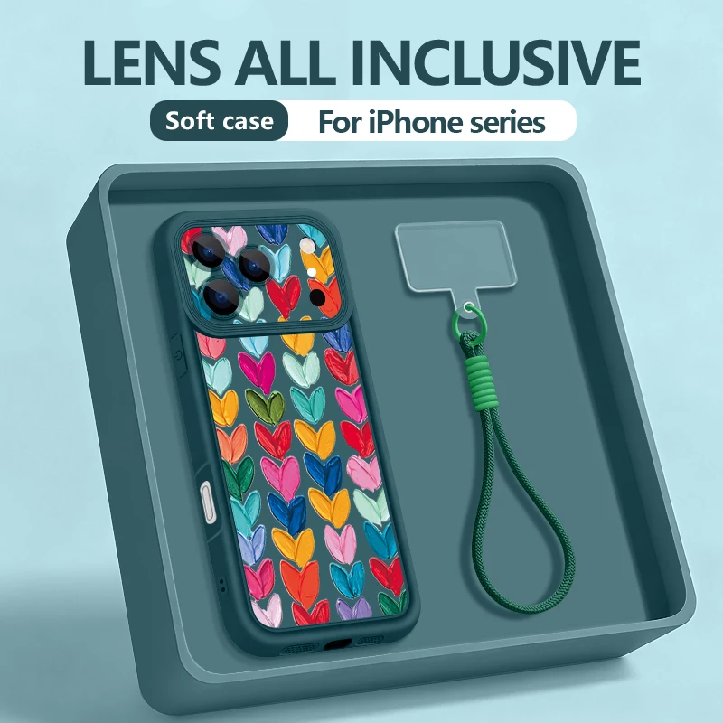 Vibrant Heart Design Phone Case with Wrist Strap – Soft TPU Cover