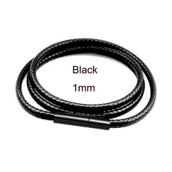 Elegant Black Leather Chain Necklace with Braided Rope Design - Unisex Handmade Jewelry Gift - 70cm (Black1mm)