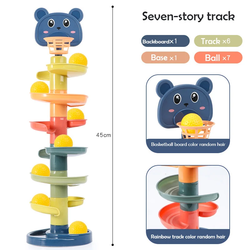 Baby Rolling Ball Pile Tower Early Educational Toy For Babies Rotating Track Educational Baby Gift Stacking Toy For Kids