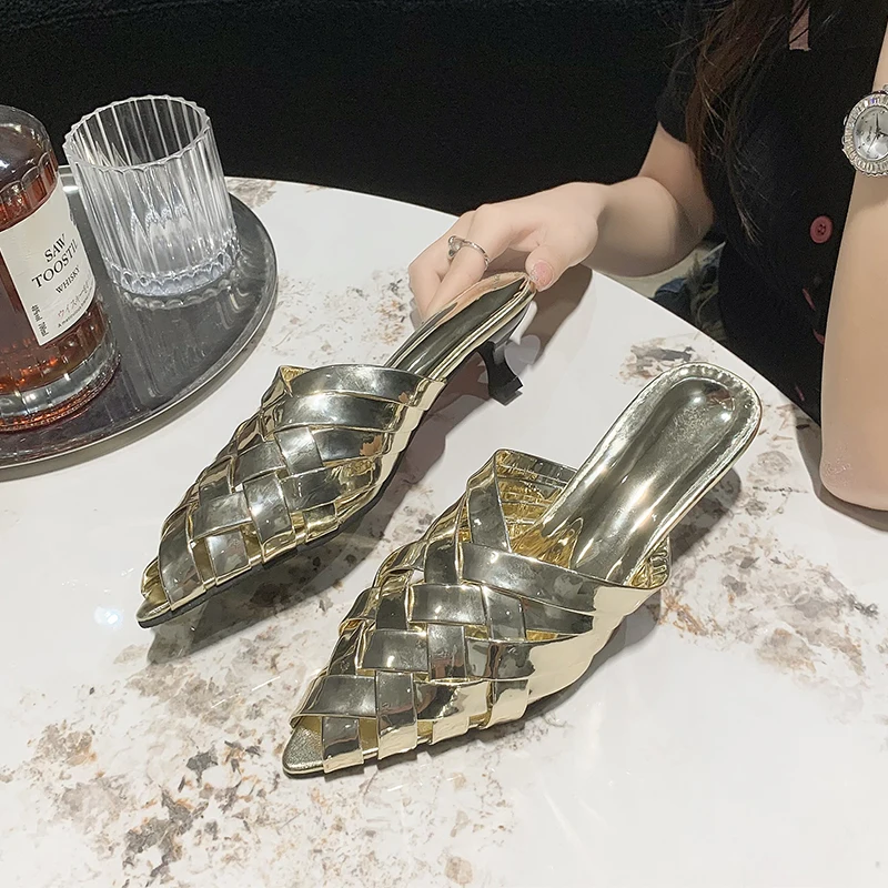 Shoes Woman 2024 Trend Summer Pointed Toe Stiletto Gladiator Sandals Fashion Luxury Slippers Ladies Brand Designer High Heels