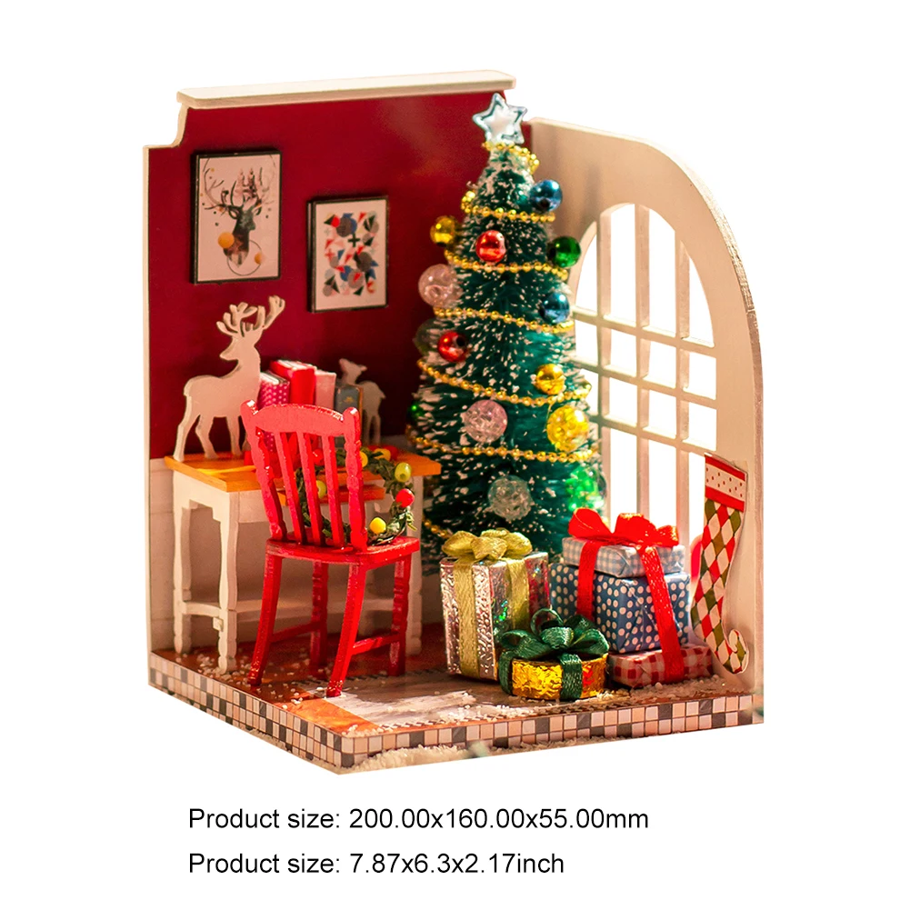 가구 포함 모델 하우스 키트, 크리스마스 손으로 조립 된 장난감, DIY 미니어처 하우스 키트, 로맨틱 아트워크 선물, 20x16x5.5cm
