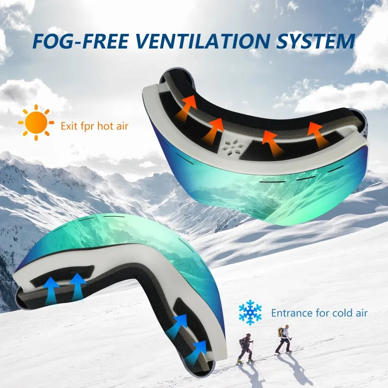 OBAOLAY Ski Glasses Magnetic Skiing Goggles with Replaceable Lens Snowboard Goggles for Snow Sport Glasses 4