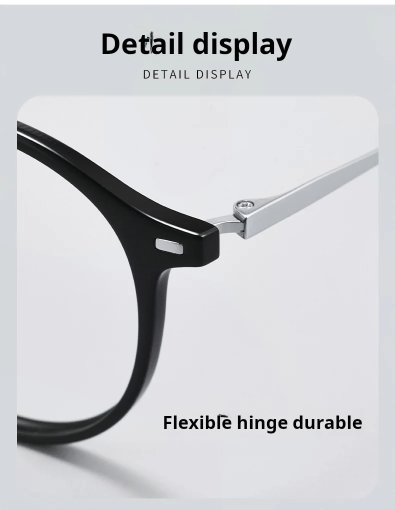 YIMARUILI Retro-Rundbrille für Herren und Damen, superleicht, 8,7 g, bequem, TR90-Titanlegierung, modischer Brillenrahmen B8508 – Detail 5
