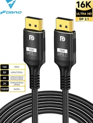 Premium DisplayPort 2.1 Ultra-High-Definition Cable - 16K HDR Video & Audio for Gaming and Entertainment (16K DP2.1-1027)