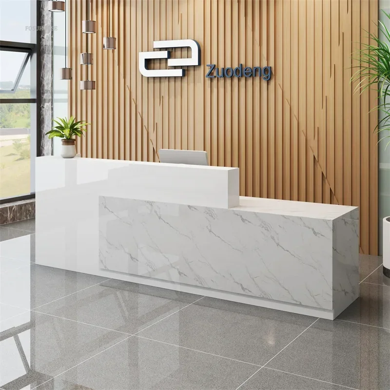 Modern Front Desks Office Wood Furniture Tables Cashier Reception Desk Practical Beauty Salon Information Counter Office Table