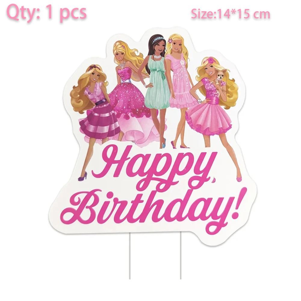 1pcs/lot Barbie Theme Cake Decoration Cake Card Topper Kids Girls Birthday Party Supplies Baby Shower Cupcake Picks
