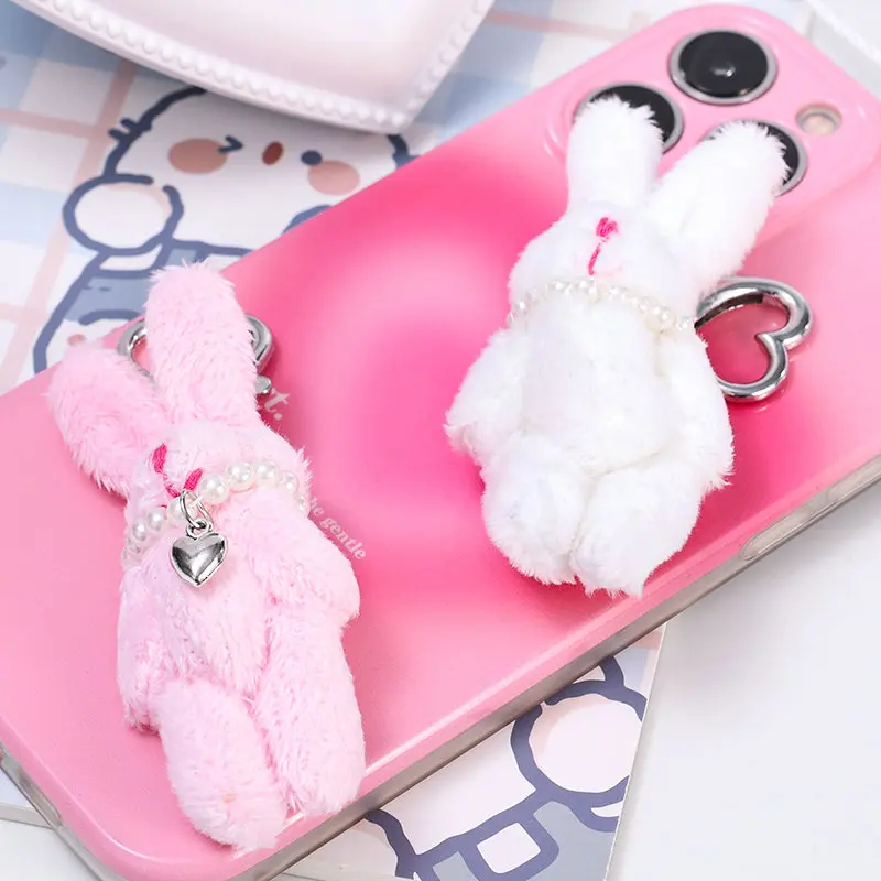 ピンクのウサギの形をしたキーホルダー,かわいいハート型の