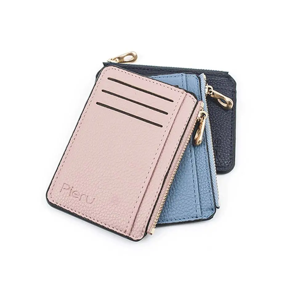 

Unisex Women Men Business Card Case Lychee pattern With Zipper Money clips Slim Wallets Bank Card Holder Coin Purse