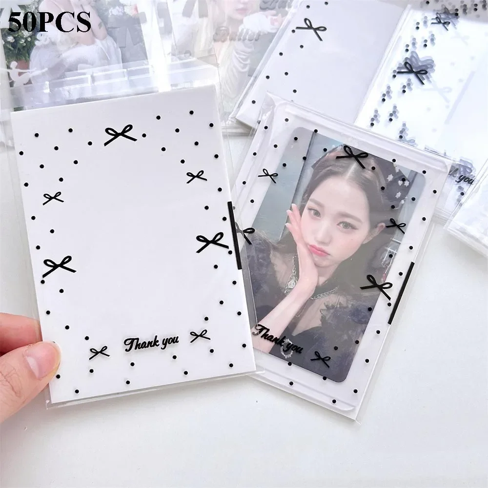 Idol card protector 50pcs/pack Clear Photocard Sleeves Self-adhesive Card Cover Idol Photo Packaging Bag Self Sealing Bag Gift Card Protector