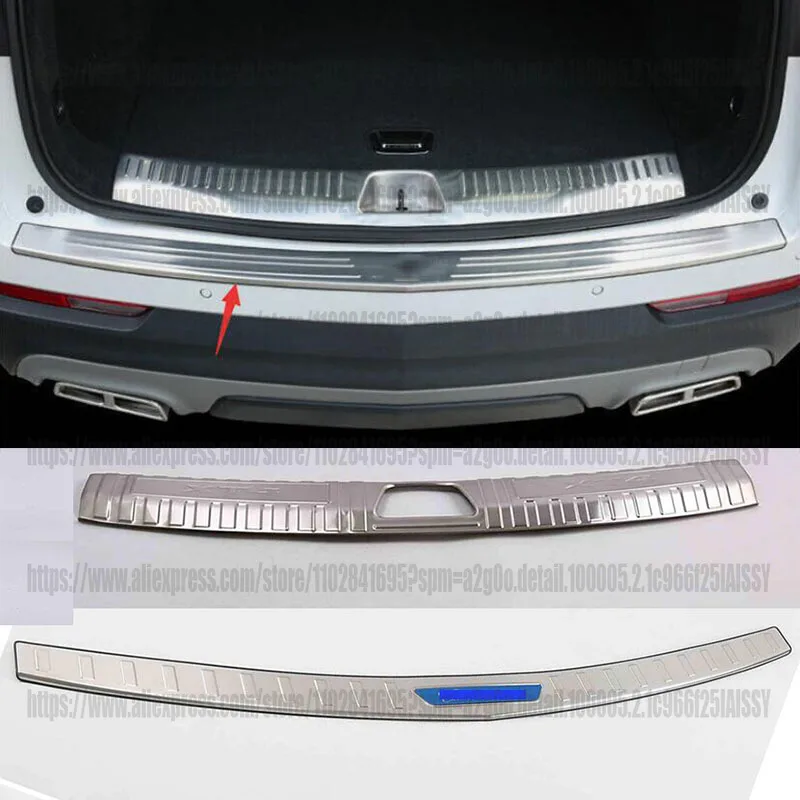 

Для Cadillac XT4 2018-2023 Серебряная стальная задняя внутренняя защита заднего бампера, отделка порога, автомобильные аксессуары