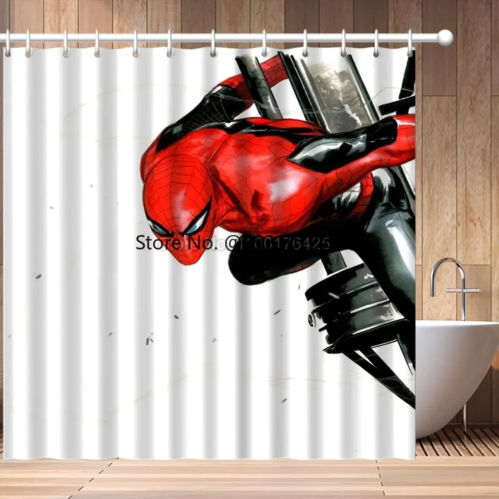 

2023 Avengers Spiderman Shower Curtain Set Polyester Waterproof Bath Drapes 3D Printing Home Bathroom Decor Fashion Screen