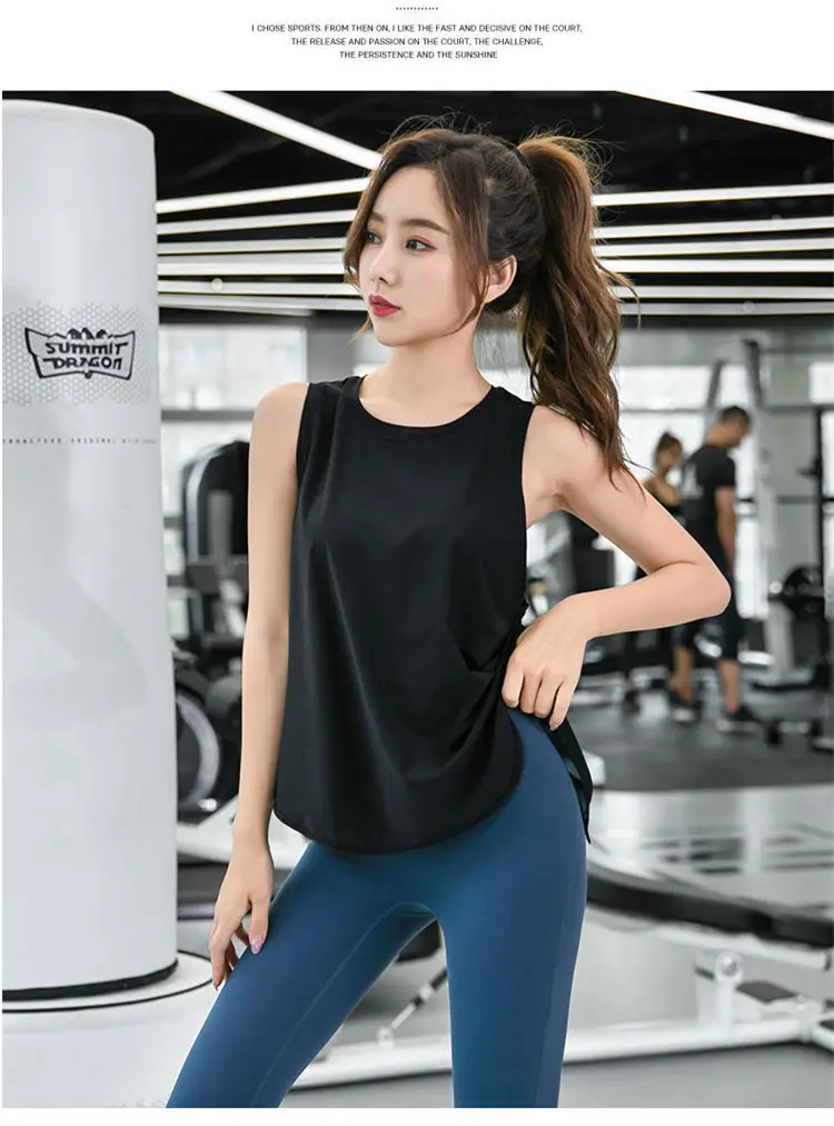 Sleeveless Yoga Vest Sport Singlet Women Athletic Fitness Sport Tank Tops Gym Running Training Yoga Shirts
