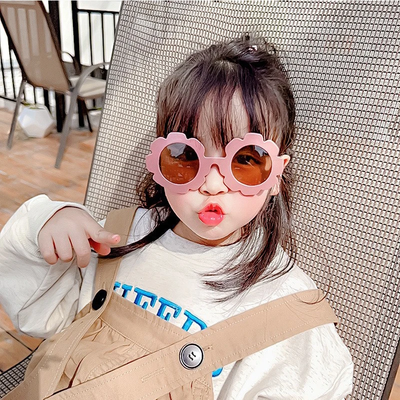Korean Flower Frame Sun Glass for Girls Boys UV400 Protection Sunglass Cute Children Kids Decorative Mirror_voghion.com