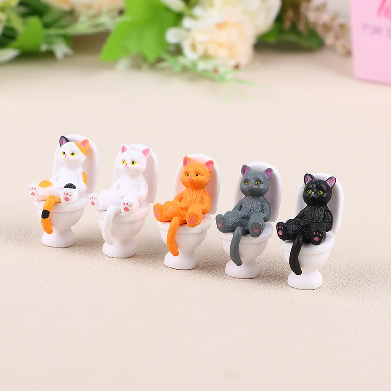 

1 шт., миниатюрная фигурка кошки в туалете